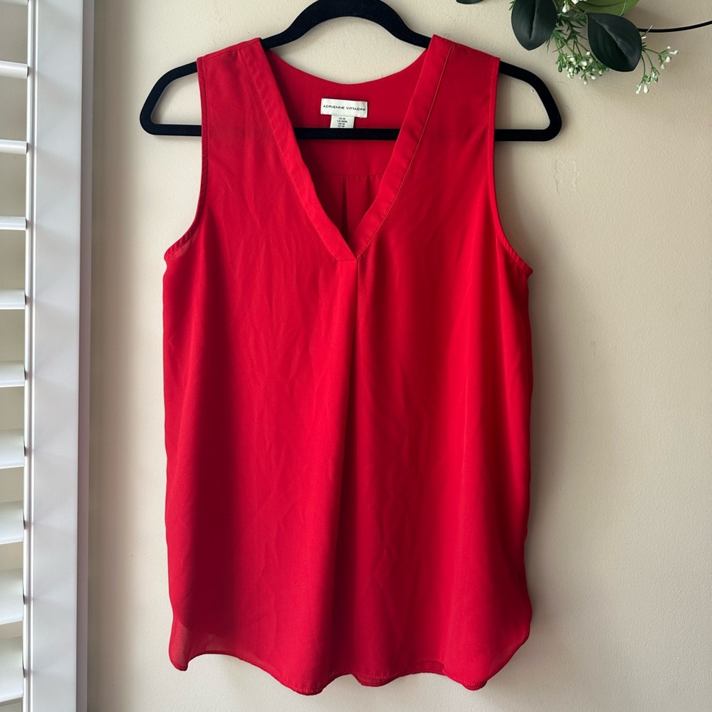 Adrienne Vittadini Bold Red V-Neck Tank Top